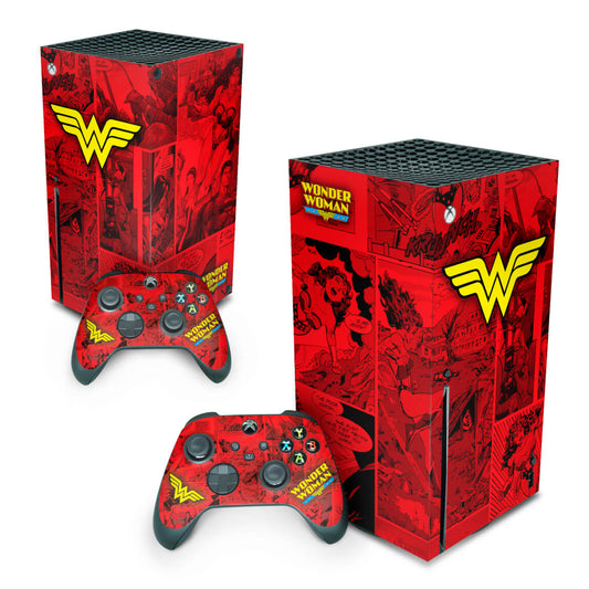 Xbox Series X Skin Anti-Rage Vertical - Mulher Maravilha Comics