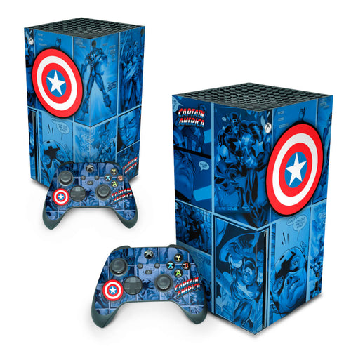 Skin Anti-Rage Xbox Series X Vertical - Capitão América Comics