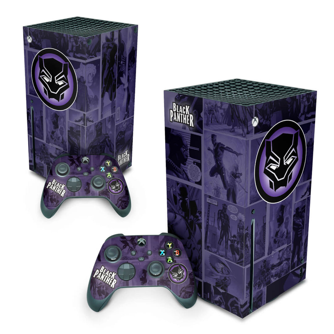 Skin Anti-Rage Xbox Series X Vertical - Pantera Negra Comics - Pop Arte Skins