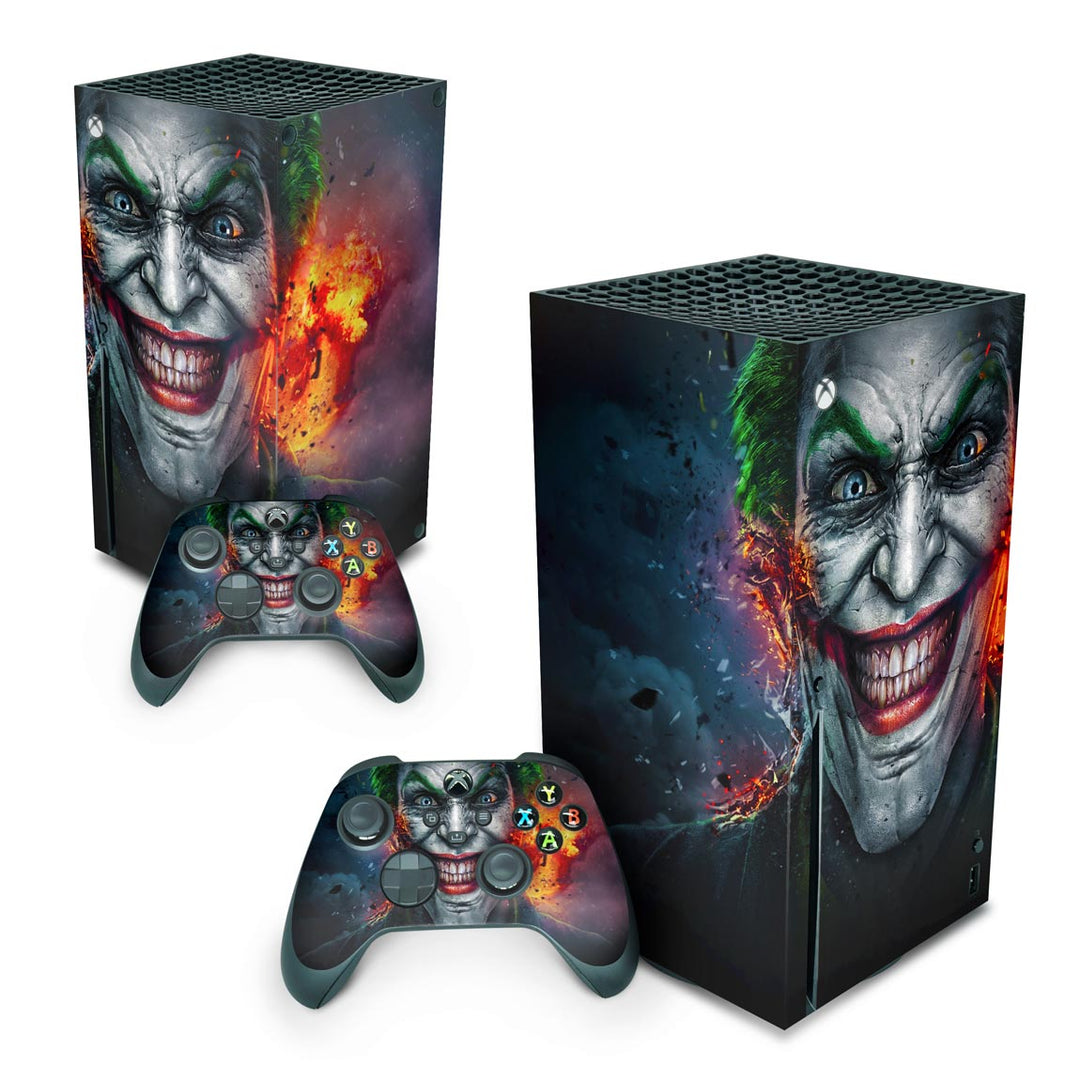 Skin Anti-Rage Xbox Series X Vertical - Coringa Joker - Pop Arte Skins