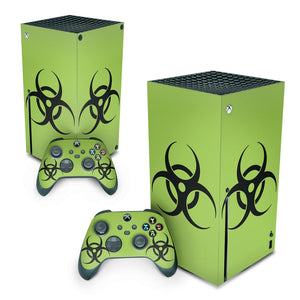 Skin Anti-Rage Xbox Series X Vertical - Biohazard Radioativo - Pop Arte Skins