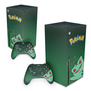 Skin Anti-Rage Xbox Series X Vertical - Pokemon Bulbasaur - Pop Arte Skins