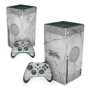 Skin Anti-Rage Xbox Series X Vertical - Mjolnir Thor Amor e Trovão - Pop Arte Skins