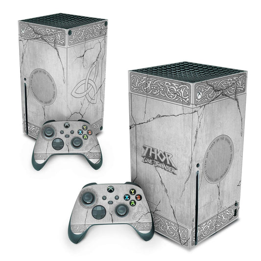 Xbox Series X Skin Anti-Rage Vertical - Mjolnir Thor Amor e Trovão