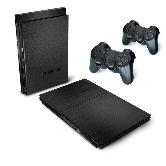PS2 Slim Skin - Aço Escovado Preto