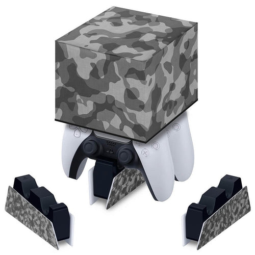Capa PS5 Base de Carregamento Controle - Camuflado Cinza