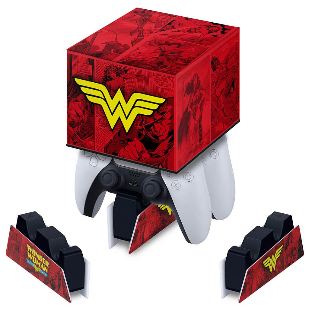 Capa PS5 Base de Carregamento Controle - Mulher Maravilha Comics