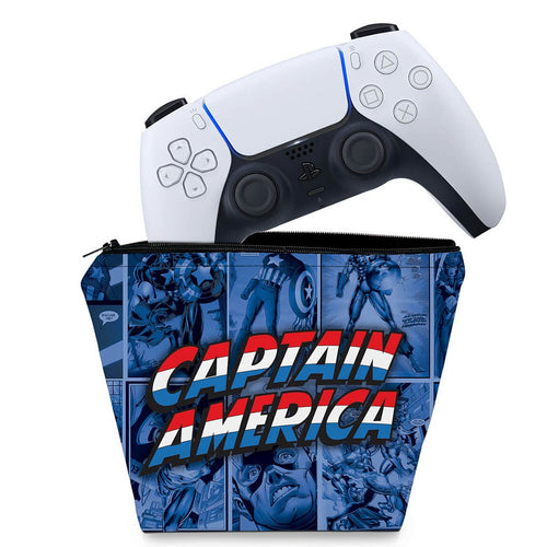 Capa Case PS5 Controle - Capitão América Comics
