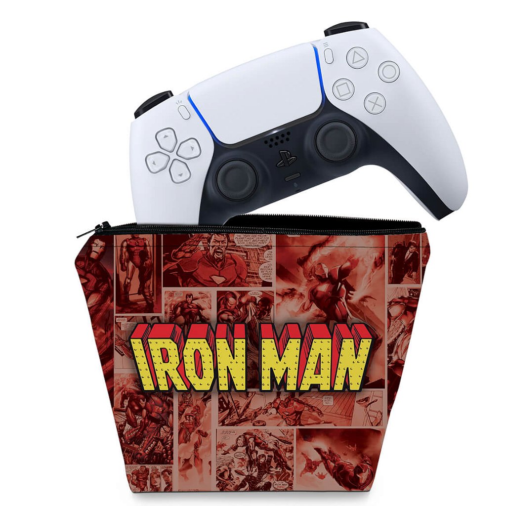 Capa Case PS5 Controle - Homem De Ferro Comics - Pop Arte Skins - foto 3