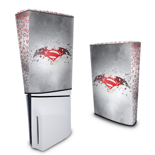 Capa PS5 Slim Anti Poeira Vertical - Batman Vs Superman Logo