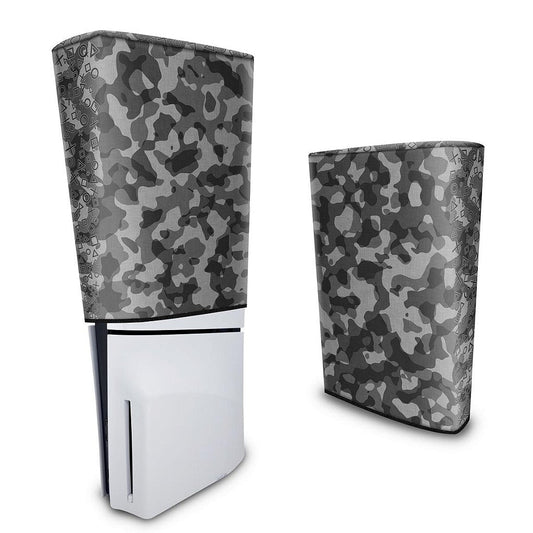 Capa PS5 Slim Anti Poeira Vertical - Camuflado Cinza