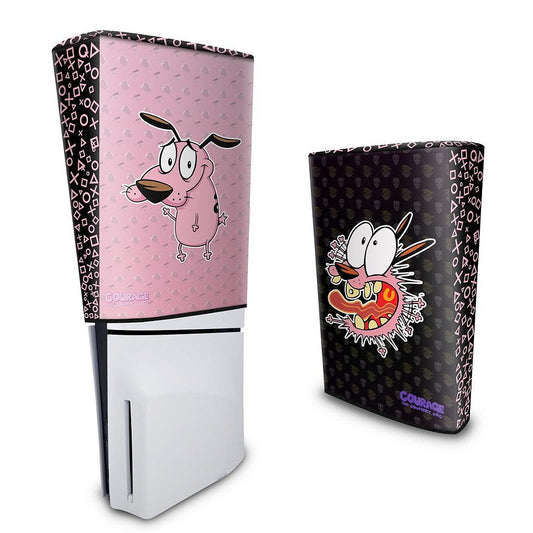 Capa PS5 Slim Anti Poeira Vertical - Coragem: O Cão Covarde