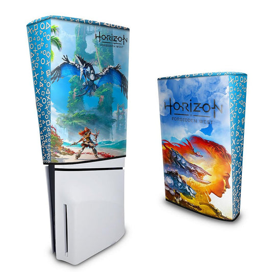 Capa PS5 Slim Anti Poeira Vertical - Horizon Forbidden West