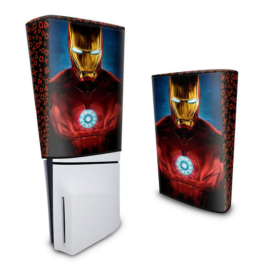 Capa PS5 Slim Anti Poeira Vertical - Iron Man Homem De Ferro