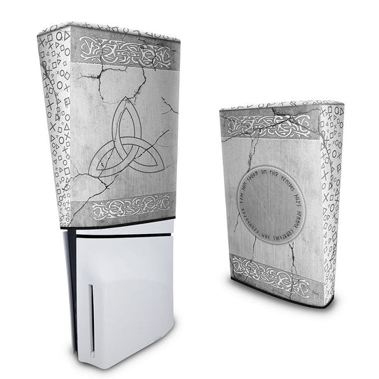 Capa PS5 Slim Anti Poeira Vertical - Mjolnir Thor Amor e Trovão