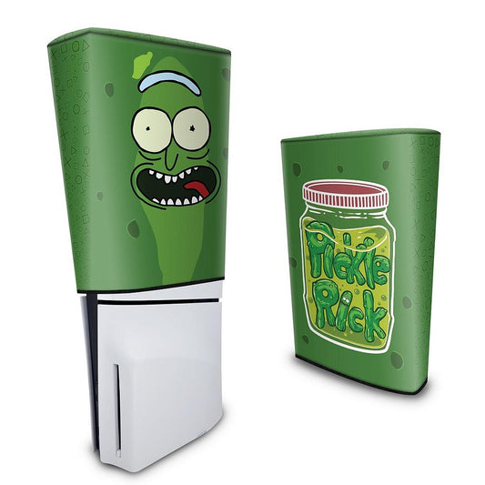 Capa PS5 Slim Anti Poeira Vertical - Pickle Rick And Morty