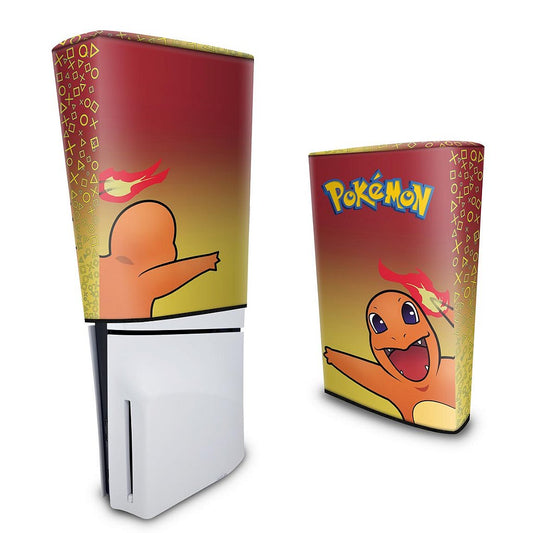 Capa PS5 Slim Anti Poeira Vertical - Pokemon Charmander