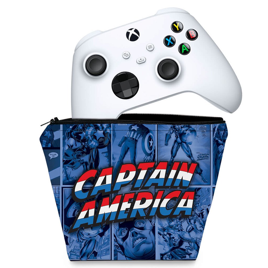 Capa Case Xbox Series S X Controle - Capitão América Comics