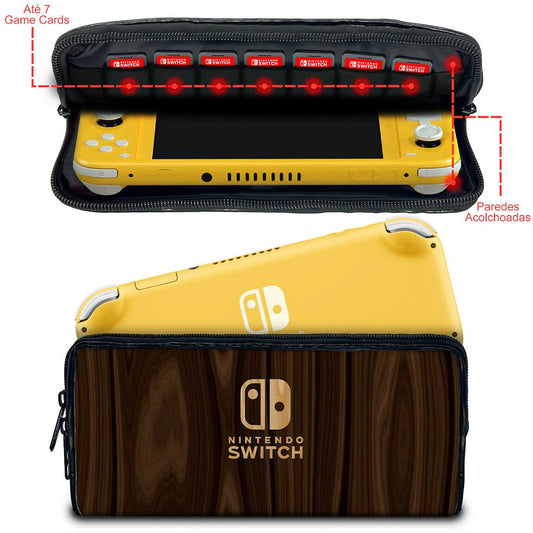 Case Nintendo Switch Lite Bolsa Estojo - Madeira