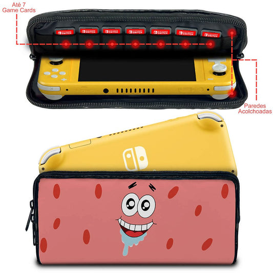 Case Nintendo Switch Lite Bolsa Estojo - Patrick Bob Esponja