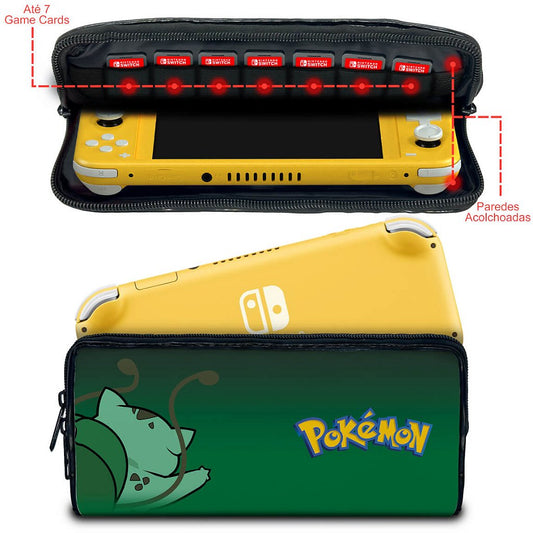 Case Nintendo Switch Lite Bolsa Estojo - Pokémon Bulbasaur
