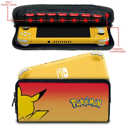Case Nintendo Switch Lite Bolsa Estojo - Pokémon: Pikachu