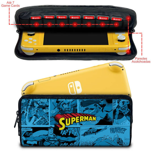 Case Nintendo Switch Lite Bolsa Estojo - Superman Comics