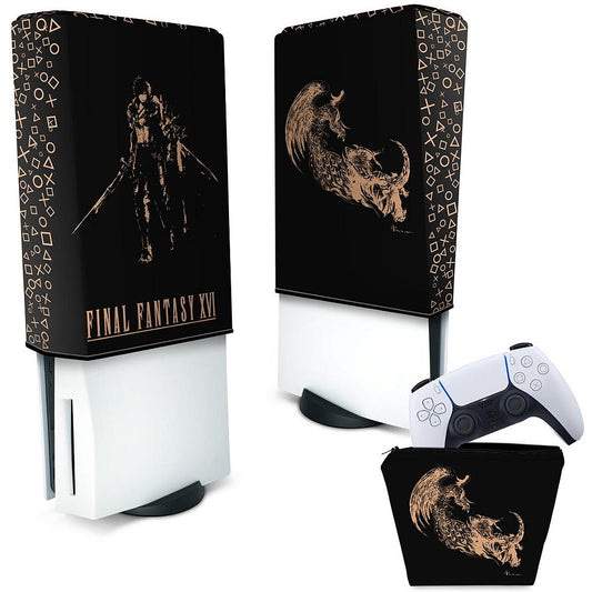 KIT Capa Anti Poeira e Case Controle PS5 Fat Vertical - Final Fantasy XVI Edition