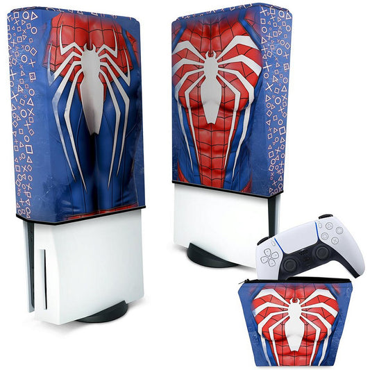 KIT Capa Anti Poeira e Case Controle PS5 Fat Vertical - Spider-Man Homem Aranha 2