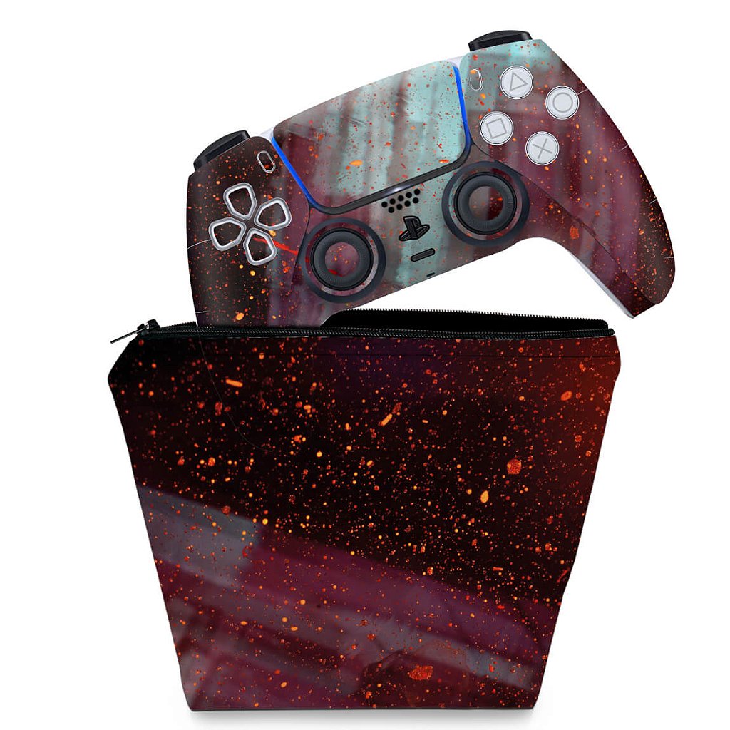 KIT Capa Case e Skin Anti-Rage PS5 Controle - Abstrato #100