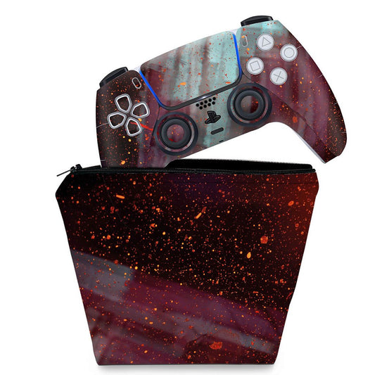KIT Capa Case e Skin Anti-Rage PS5 Controle - Abstrato #100