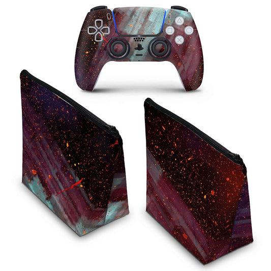 KIT Capa Case e Skin Anti-Rage PS5 Controle - Abstrato #100