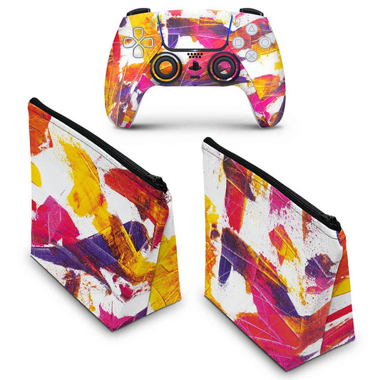 KIT Capa Case e Skin Anti-Rage PS5 Controle - Abstrato #103