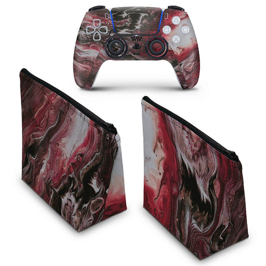 KIT Capa Case e Skin Anti-Rage PS5 Controle - Abstrato #104