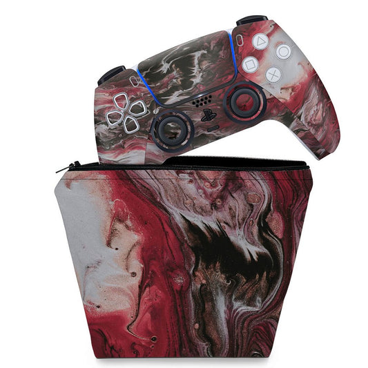 KIT Capa Case e Skin Anti-Rage PS5 Controle - Abstrato #104