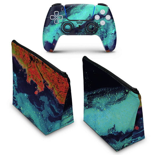 KIT Capa Case e Skin Anti-Rage PS5 Controle - Abstrato #105