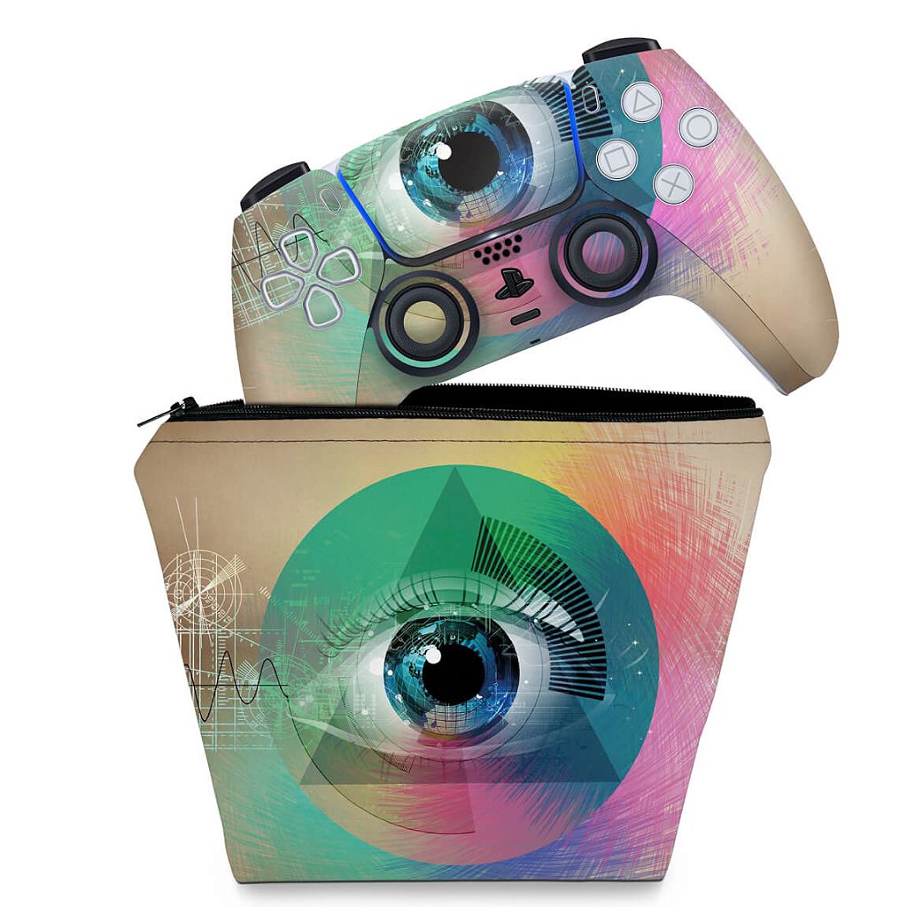 KIT Capa Case e Skin Anti-Rage PS5 Controle - Abstrato #89