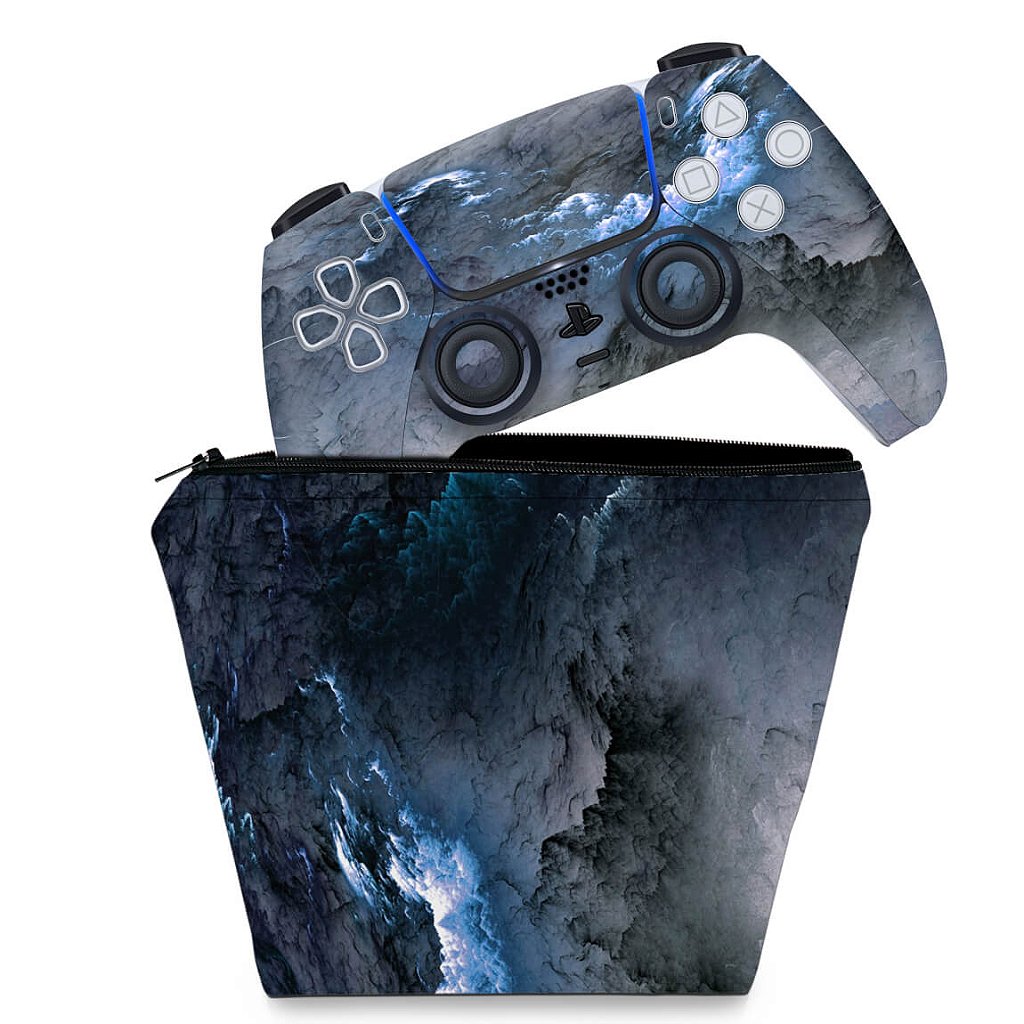 KIT Capa Case e Skin Anti-Rage PS5 Controle - Abstrato #91