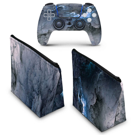 KIT Capa Case e Skin Anti-Rage PS5 Controle - Abstrato #91