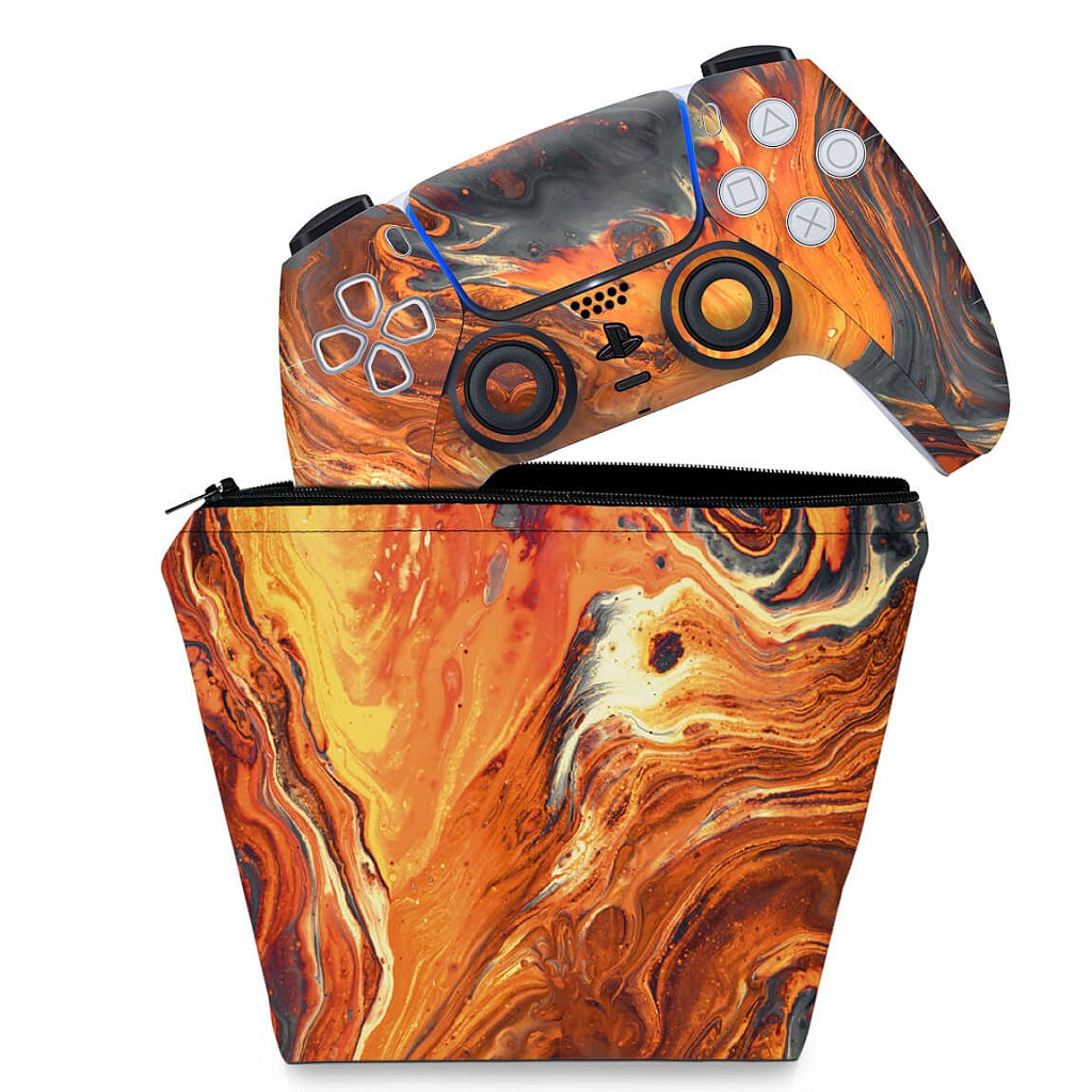 KIT Capa Case e Skin Anti-Rage PS5 Controle - Abstrato #95