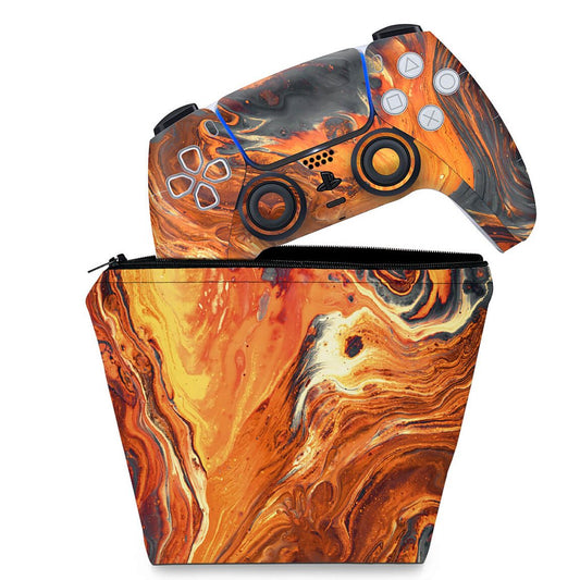 KIT Capa Case e Skin Anti-Rage PS5 Controle - Abstrato #95