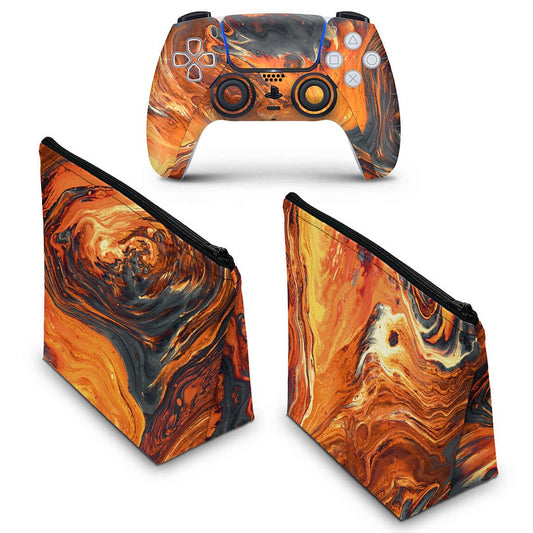 KIT Capa Case e Skin Anti-Rage PS5 Controle - Abstrato #95