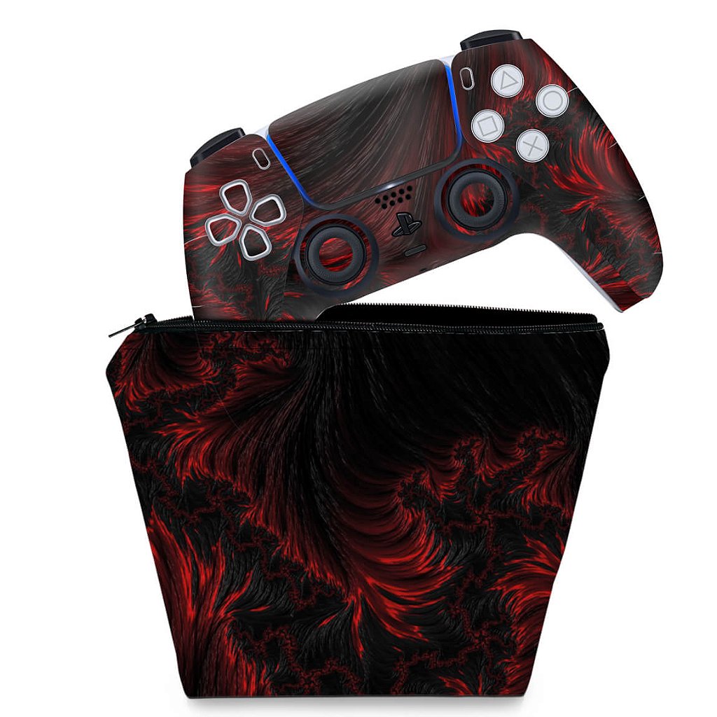 KIT Capa Case e Skin Anti-Rage PS5 Controle - Abstrato #96