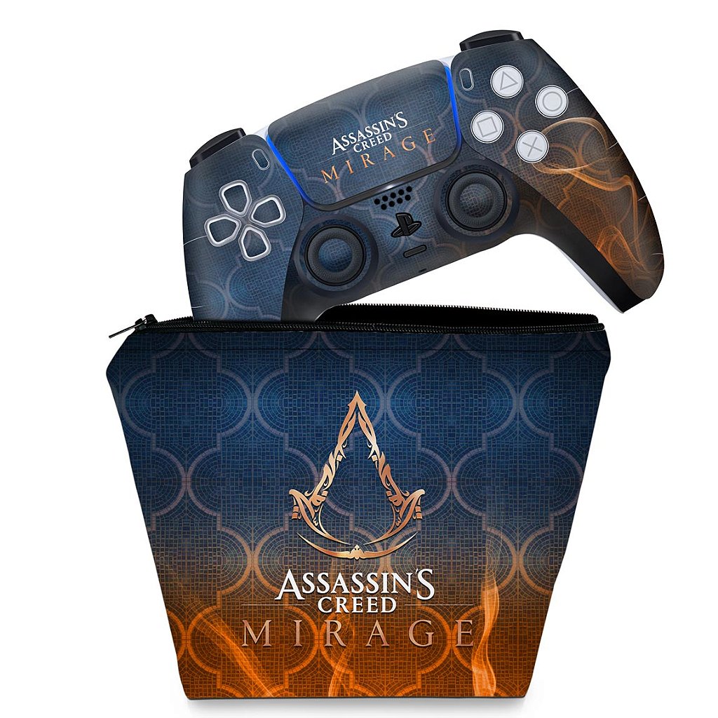 KIT Capa Case e Skin Anti-Rage PS5 Controle - Assassin's Creed Mirage - Pop Arte Skins