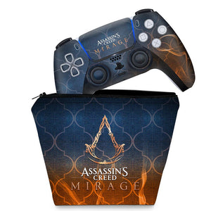 KIT Capa Case e Skin Anti-Rage PS5 Controle - Assassin's Creed Mirage - Pop Arte Skins