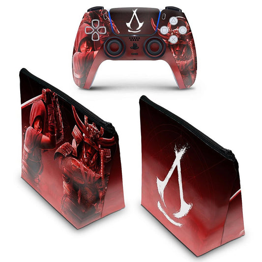 KIT Capa Case e Skin Anti-Rage PS5 Controle - Assassin's Creed Shadows