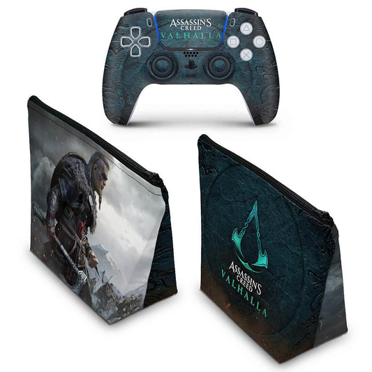 KIT Capa Case e Skin Anti-Rage PS5 Controle - Assassin's Creed Valhalla