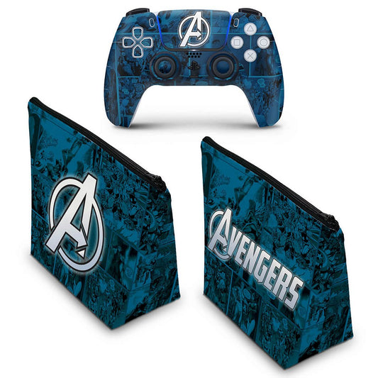 KIT Capa Case e Skin Anti-Rage PS5 Controle - Avengers Vingadores Comics
