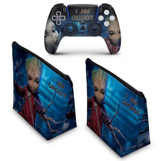 KIT Capa Case e Skin Anti-Rage PS5 Controle - Baby Groot