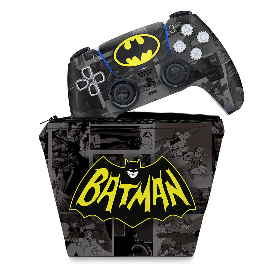 KIT Capa Case e Skin Anti-Rage PS5 Controle - Batman Comics